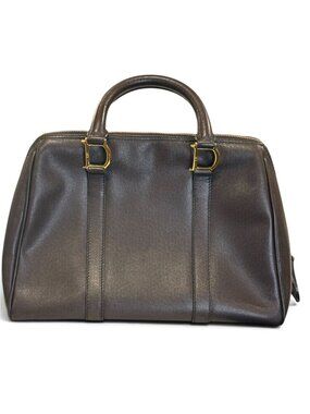Christian Dior Vintage Brown Leather Top Handle Bag With Gold Hardware & Padlock